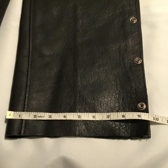 Silver Bike Adult Leather Chaps Size Medium Black Full Zip Leg Adjustable Waist - Picture 8 of 13